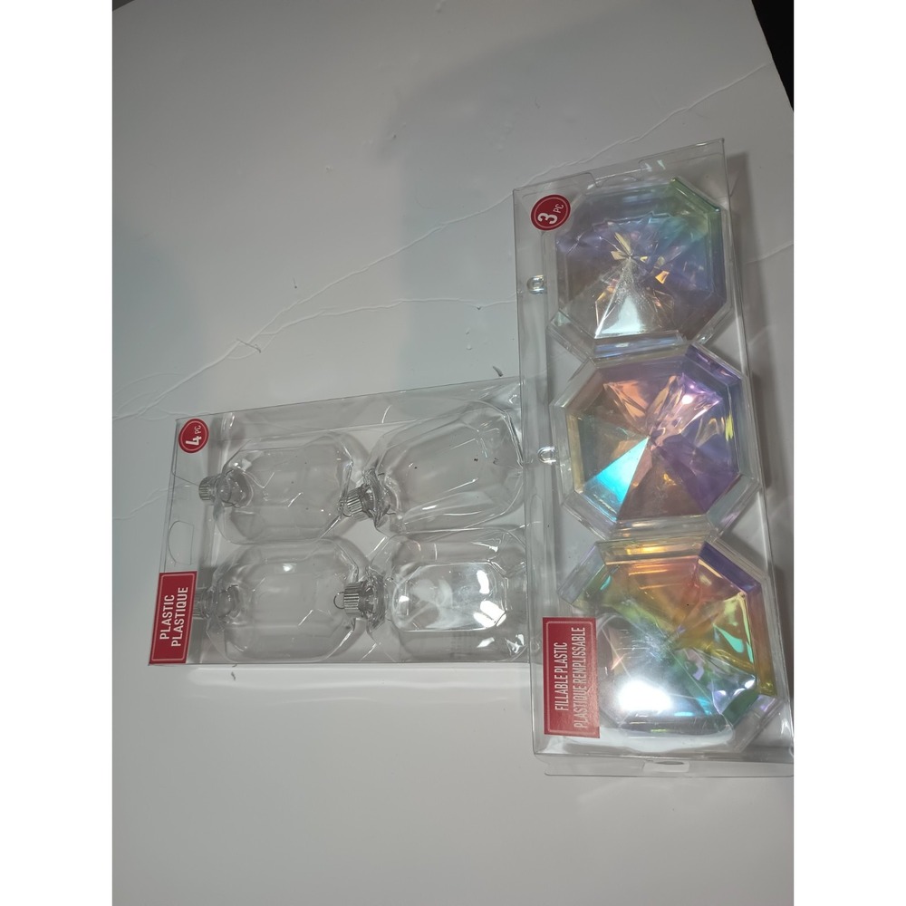 Make Market DIY Plastic Christmas Ornaments Gem Diamond Fillable Lot of 7 - Picture 1 of 3